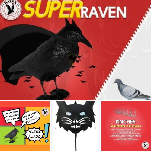 Espantapájaros Katze + Cuervo Raven Repele Ahuyenta Palomas 