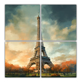 100x100cm Cuadros Abstractos Torre Eiffel Bastidor Madera