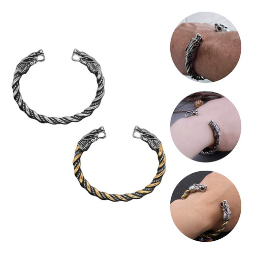 Pulseira Bracelete Masculino De Aço Inoxidável Viking Ragnar