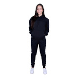 Conjunto De Moletom Frio Feminino Com Capuz Modelo Canguru