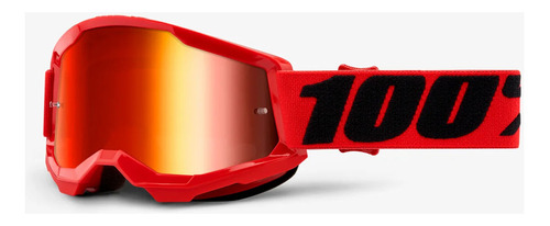 Óculos 100% Strata 2 Espelhado Goggle Red Mirror Red Lens