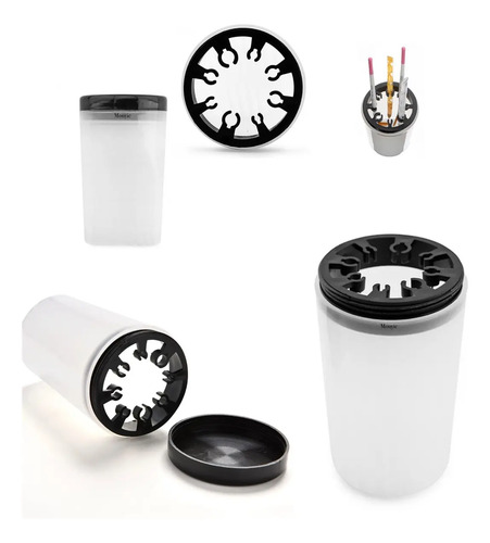 Vaso Limpia Pincel + Soporte Para Pinceles + Tapa