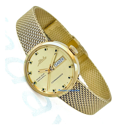 Reloj Mido Commander Dama Dorado Automático Acero