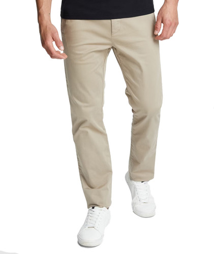 Pantalon Corte Chino Hombre Negro De Gabardina Elastizada 