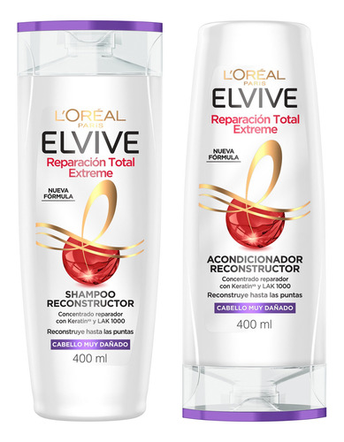 Kit Elvive Reparación Total Ext 400ml Shampoo Acondicionador