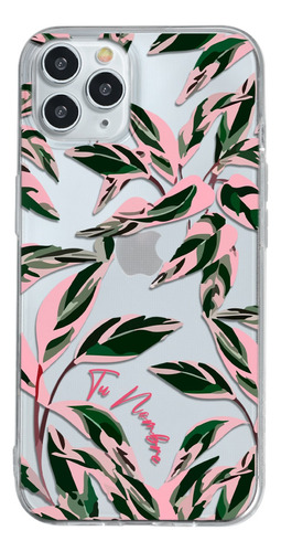 Funda Para iPhone Para Mujer Hojas Plantas Con Tu Nombre