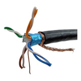 Cabo De Rede Cat6 Blindado Preto 100 Metros 100% Cobre Stp