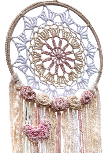 Atrapasueños Crochet Mandala 25cm Artesanales Crochet Rosa