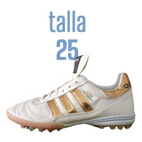 Tenis Suela Turf Mod. Copa En Piel  Blanco Y Oro Talla 25