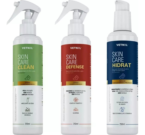 Kit Clean, Defense E Hidrat - Linha Skin Care - Vetnil