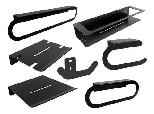 Set De Accesorios De Baño Acero Inoxidable Negro X 7 Piezas 