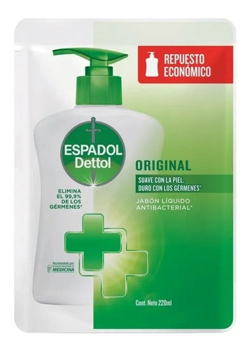 Espadol Antibacterial Original Jabón Líquido Repuesto 220ml