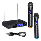 A Micrófonos Karaoke Uhf Profesional 2 Ch Inalámbrico Dual