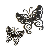 Aplique De Pared Metálico Mariposa Grafito Set X 2