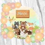 Fondo Banner Candy Bar Circular Animales Del Bosque 100x100