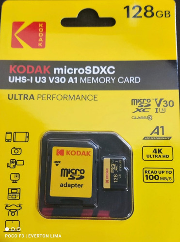 Cartão De Memoria Kodak 128gb Micro Sdxc Ultra Performace V3