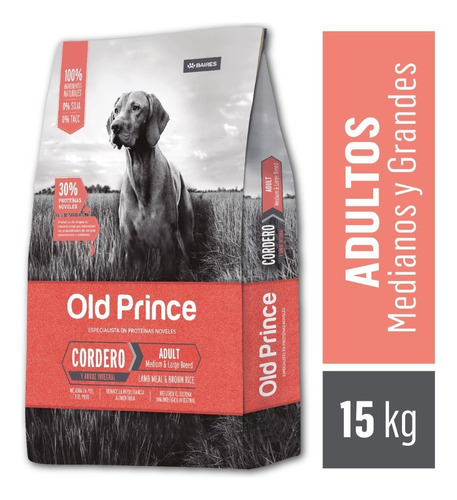 Alimento Old Prince Proteínas Noveles Perro Adulto De Raza Pequeña Sabor Cordero Para Perro Adulto De Raza Mediana Y Grande Sabor Cordero En Bolsa De 15 kg