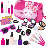 Set De Maquillaje Infantil Con Bolso Y Lentes De Sol Rosa Pa