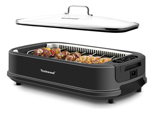 Techwood Parrilla Electrica Sin Humo Para Interiores De 1500