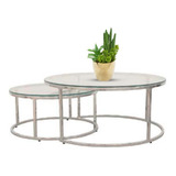 Set De Mesa Ratona Clear Base De Vidrio Con Patas De Metal