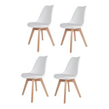 4 Cadeiras Saarinen Leda Branco Wood Artiluminacao
