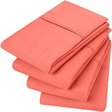 Fundas De Almohada Paquete De 4pzs Tamaño Queen Color Coral