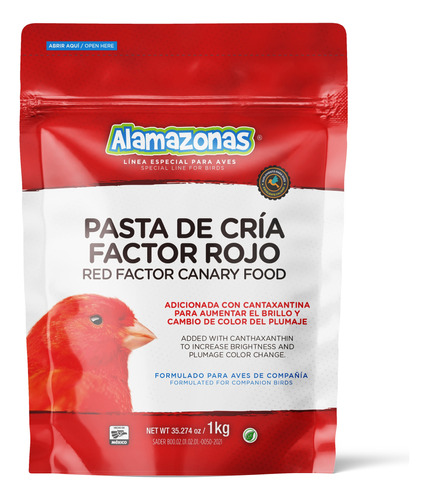 Pasta De Cría Factor Rojo 1kg Canaries Red Alamazonas