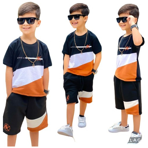 Conjunto Infantil Masculino Kit 2 Peças Camiseta Bermuda Top