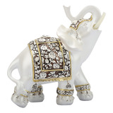Estátua Decorativa De Elefantes 17 Cm Resina Blanco Suerte