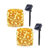 2 Piezas De 2 M Tira De Alambre Led De Hadas Luz Solar Power