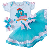 Roupa Mesversário Galinha Rosa Luxinho Fantasia Pintadinha