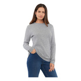 Sweater Mujer Rib Trenzado Gris Corona