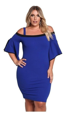 Vestido Feminino Moda Chic Plus Size Ciganinha Tubinho Midi