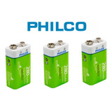 Batería Recargable Ni-mh 9v 280 Mah Philco Pack 3 Unidades