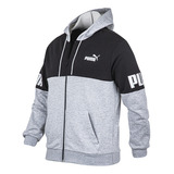 Campera Con Capucha Puma Power Colorblock Gris Solo Deportes