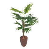 Planta Folhagem Artificial Grande Areca 1,2metro C/ Vaso 3d