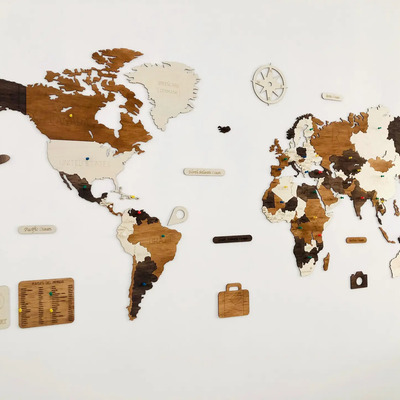 Mapa De Madera Del Mundo Tricolor Old West! Mapamundi! | Meses sin interés