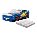 Mini Cama Carro Juvenil Infantil 08 Azul Com Colchão