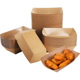 100 Pack 1lb Kraft Paper Food Trays, Heavy-duty Food Boats P