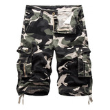 Pantalones Cortos Tipo Cargo Para Hombre, Camuflaje, Militar