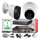 Cámaras De Seguridad Kit  Dahua Dvr 4 H + 2 Cámaras