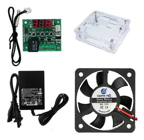 Kit Termostato W1209 + Cooler 80x80 + Fuente 12v + Gabinete 