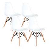 Cadeira De Jantar Decorshop Charles Eames Dkr Eiffel, Estrutura De Cor  Branco, 4 Unidades