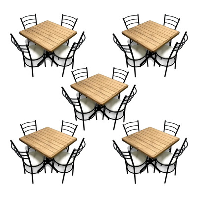 Mesa De Madera Sillas Para Restaurante Bar Cafetería 5 Pzas Color A Elegir Después De la Compra | Meses sin interés