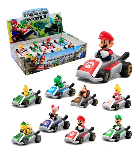 Super Mario Bros, Bowser, Luigi, Carro De 8 Cm Tracción Kart