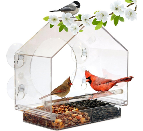 Nature Anywhere Clear Plastic Window Bird Feeder For Outs...