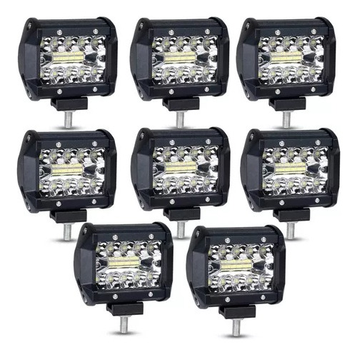 Kit 8 Faros Barra 20 Leds Auxiliar Accesorio Jeep Of Road