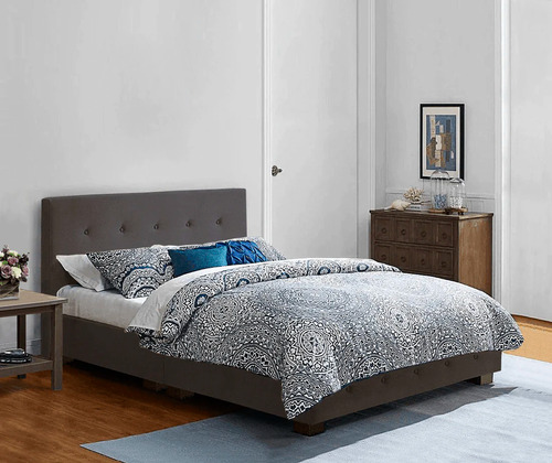 Set Cama Recámara Alba King Size Suede Gris Base Set