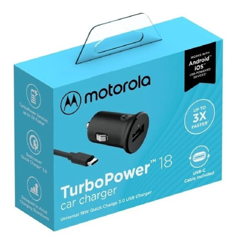 Carregador Veicular 18w Turbo Power Usb-c Moto Edge Plus