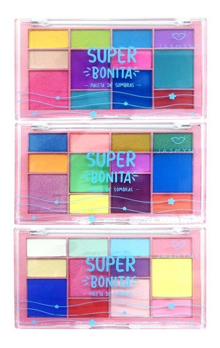 3 Paleta 12 Sombras Coloridas Kit Infantil Crianças Bonita